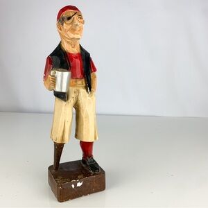 Vintage Old Salt Peg Leg Pirate Chalkware Figure Nautical Buccaneer Salty Dog